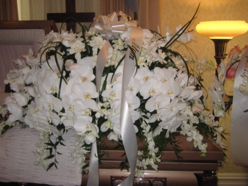 Casket Cover - Gardenias Phaelonapsis Orchids