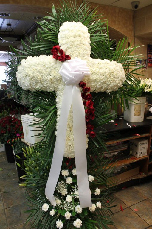 Cross - White Carnations Red Roses - Image 5